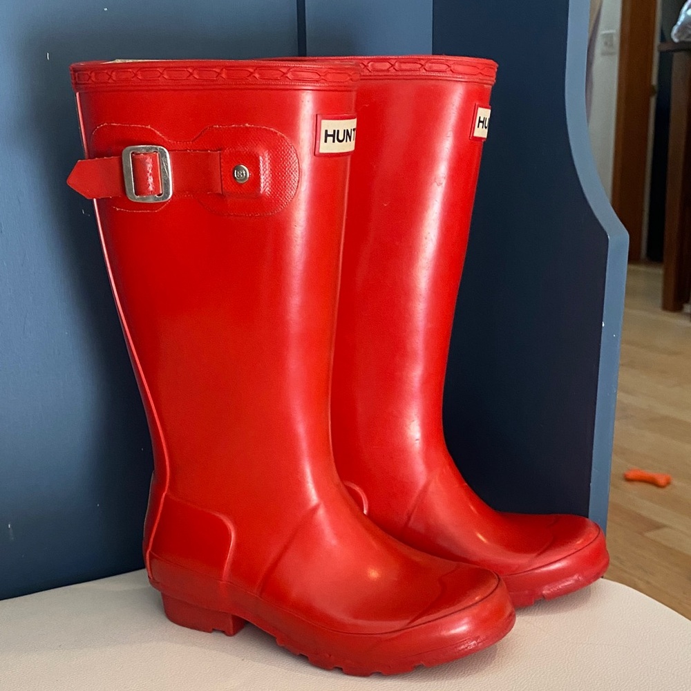 Kids Hunter Bold Red Waterproof Rain Boots